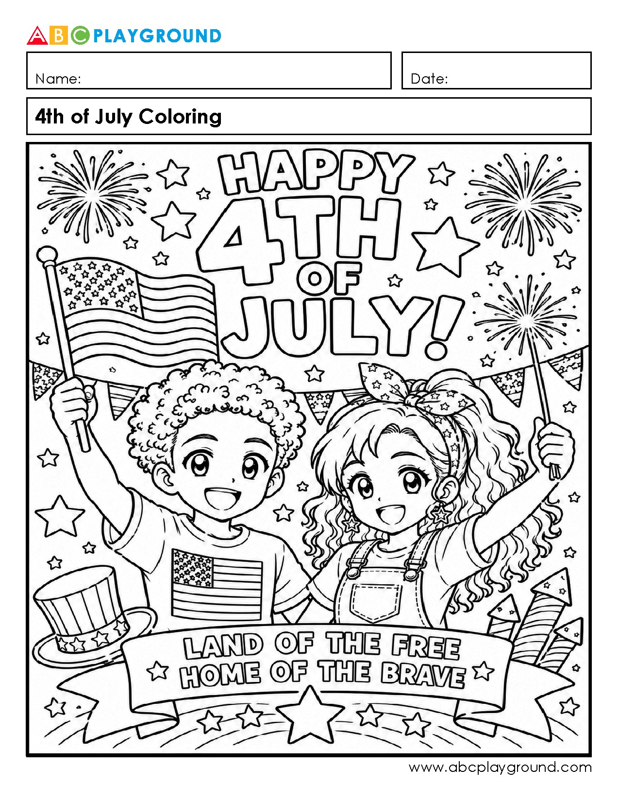 4th of July Patriotic Coloring Activity for Kids